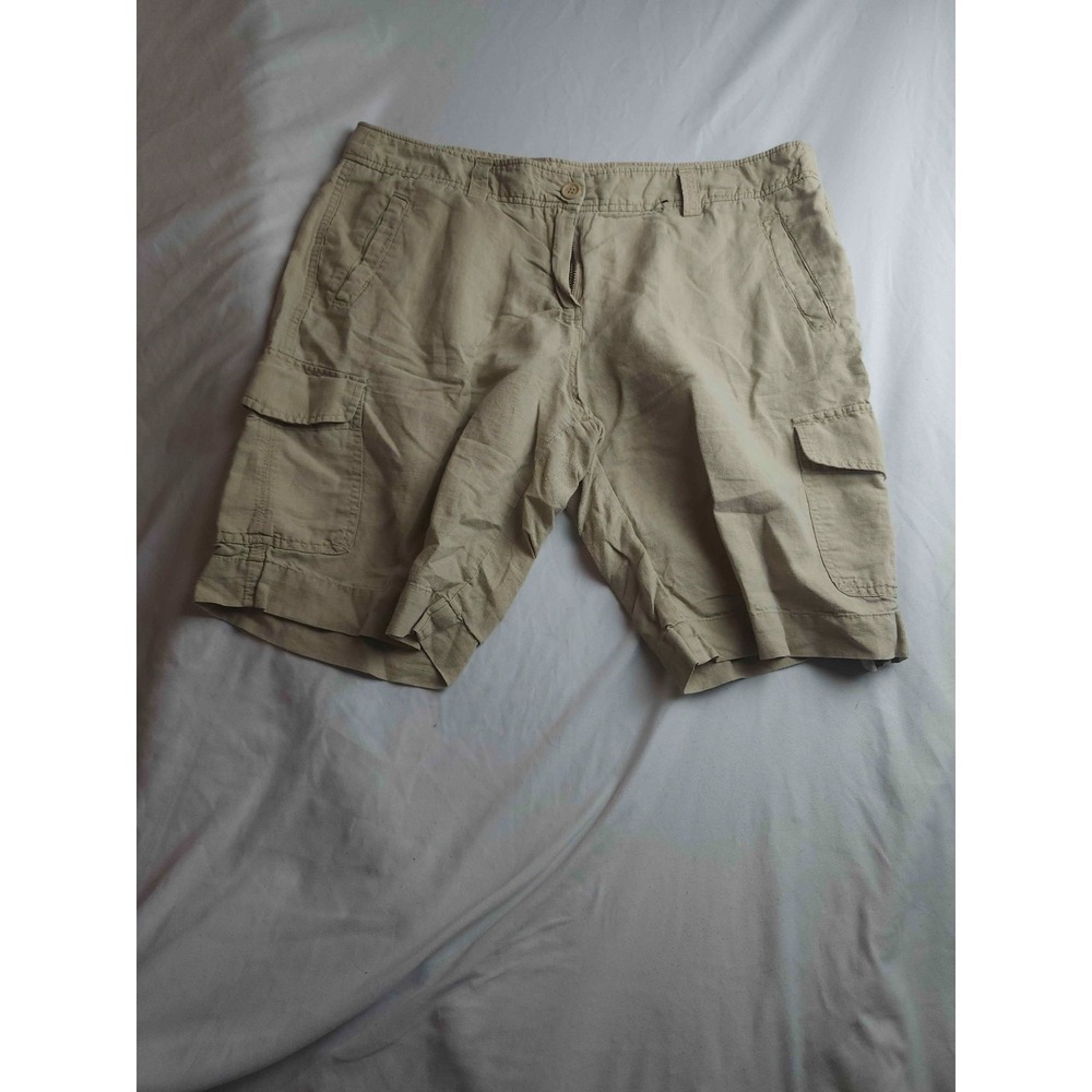 New York & Company Cargo Shorts Womens 12 Beige Utility Travel Safari Gorpcore